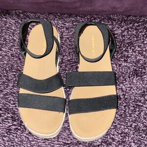 Madden Girl Black Elastic Double-Strap Sandals